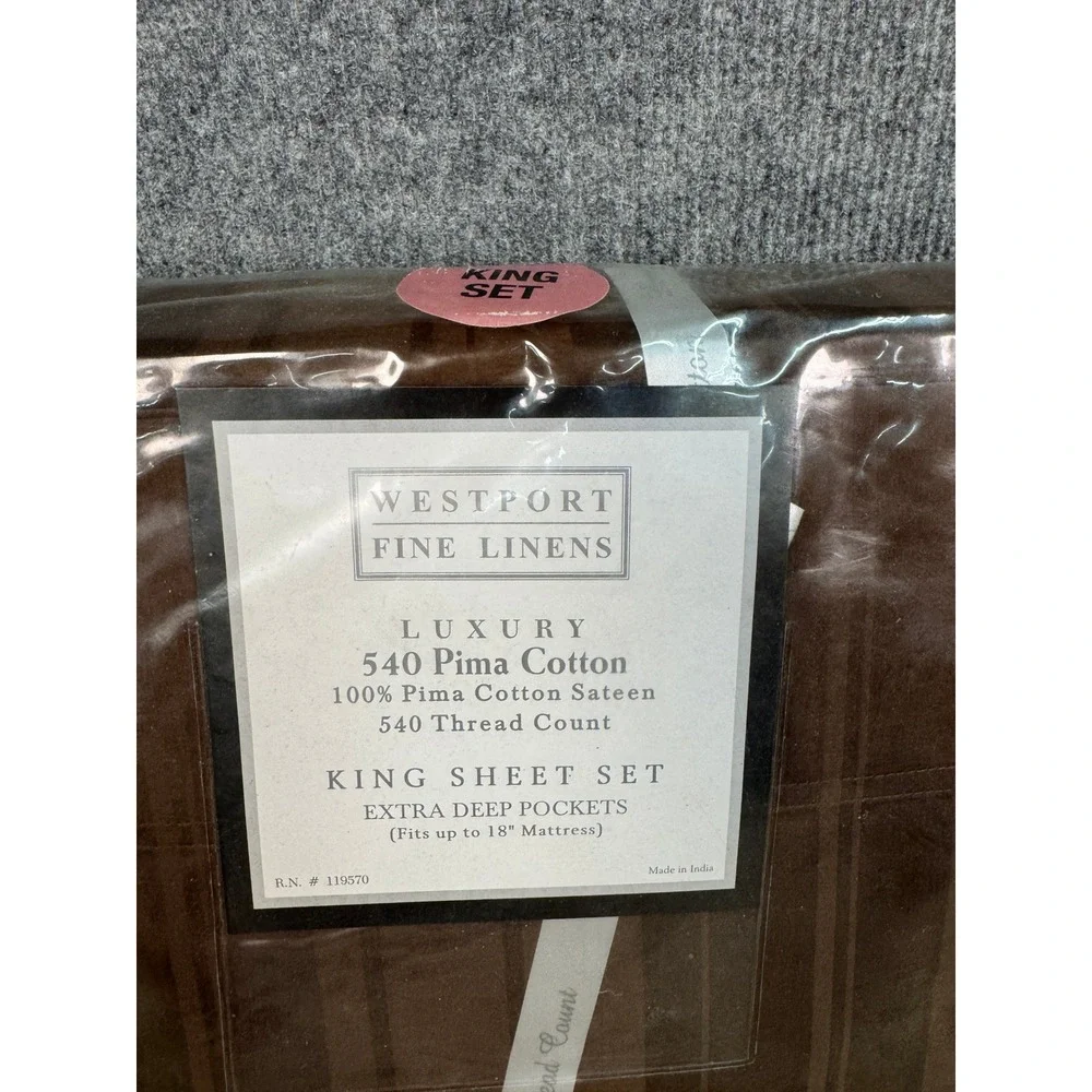 Westport Fine Linens 540 Pima Cotton Sateen King Sheet Set Brown Deep Pocket